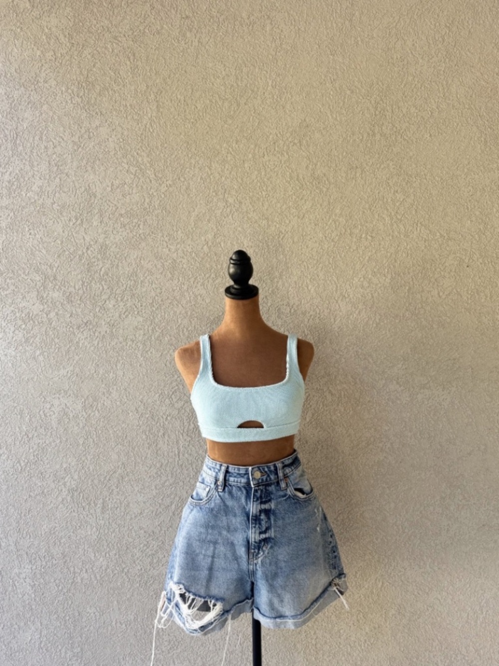 Xhilaration Swim Coquette European Summer Baby Blue Bikini Medium Swimsuit Top